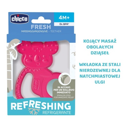 Gryzak ze stalą nierdzewną koala różowy 4m+