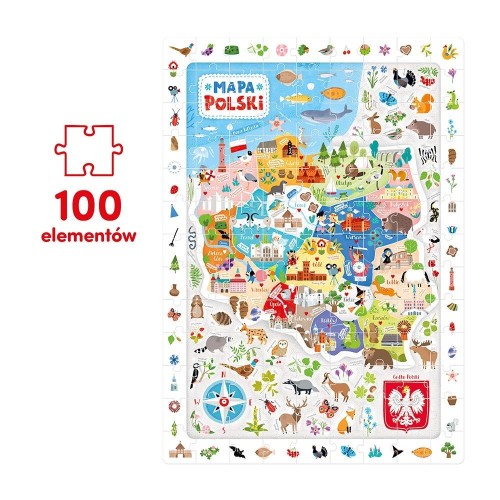 CuCzu Obserwacyjne puzzle Mapa Polski 100el 5+