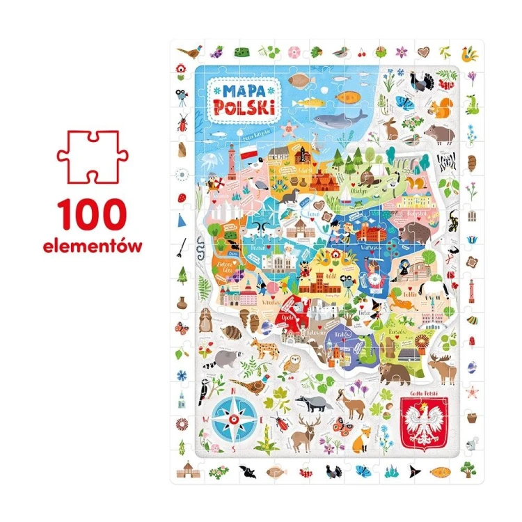 CuCzu Obserwacyjne puzzle Mapa Polski 100el 5+