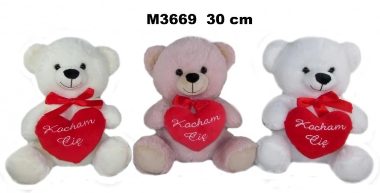 Miś z sercem 30cm MIX