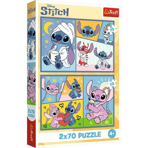 Puzzle 2x70 Ze Stitchem nie ma nudy TREFL