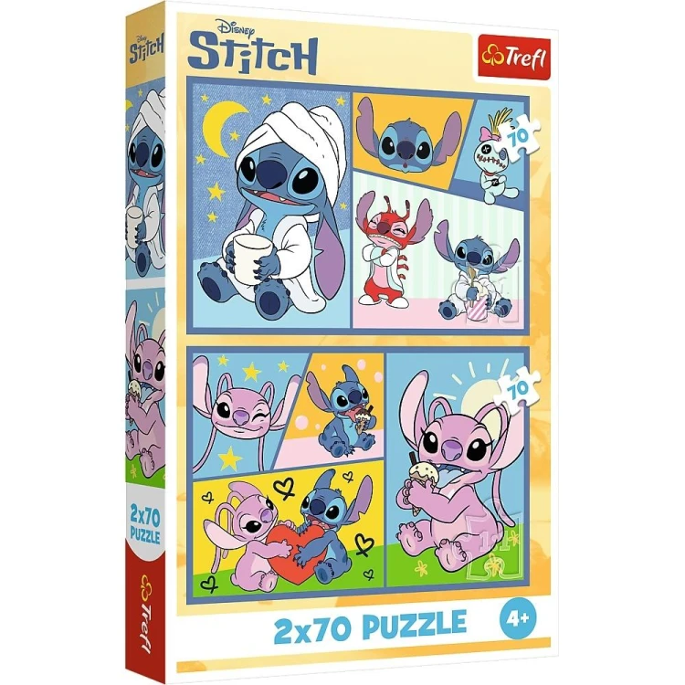 Puzzle 2x70 Ze Stitchem nie ma nudy TREFL