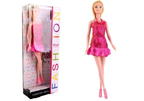 Lalka Beryl Fashion różowa sukienka z falbanką