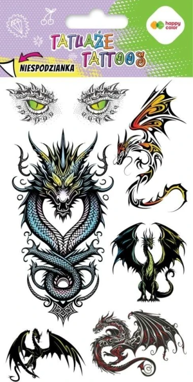 Tatuaże zmywalne Dragons HAPPY COLOR
