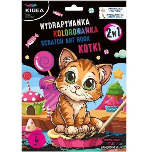 Wydrapywanka z kolorowanką 2w1 Kotki KIDEA