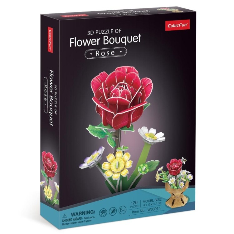 Puzzle 3D Bukiet kwiatów Róże