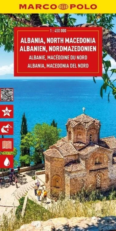 Mapa drogowa Albania Macedonia Północna 1:450 000