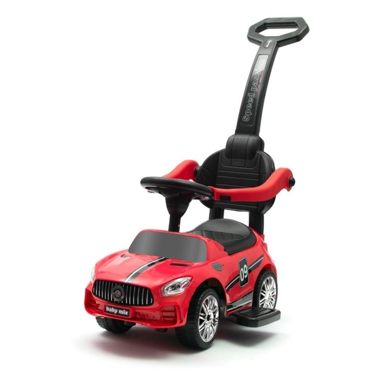 Jeździk dziecięcy z dźwiękiem i rączką Racer czerw