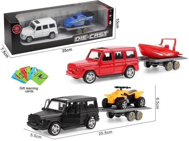 Auto metal z przyczepą otwierane drzwi, karty MIX