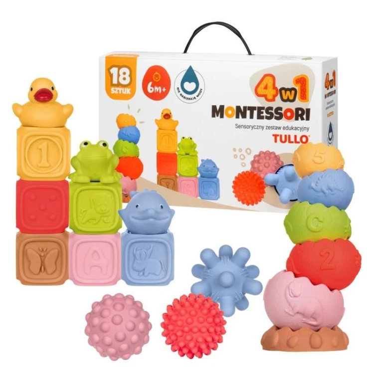 Klocki sensoryczne Zestaw Montessori 18szt