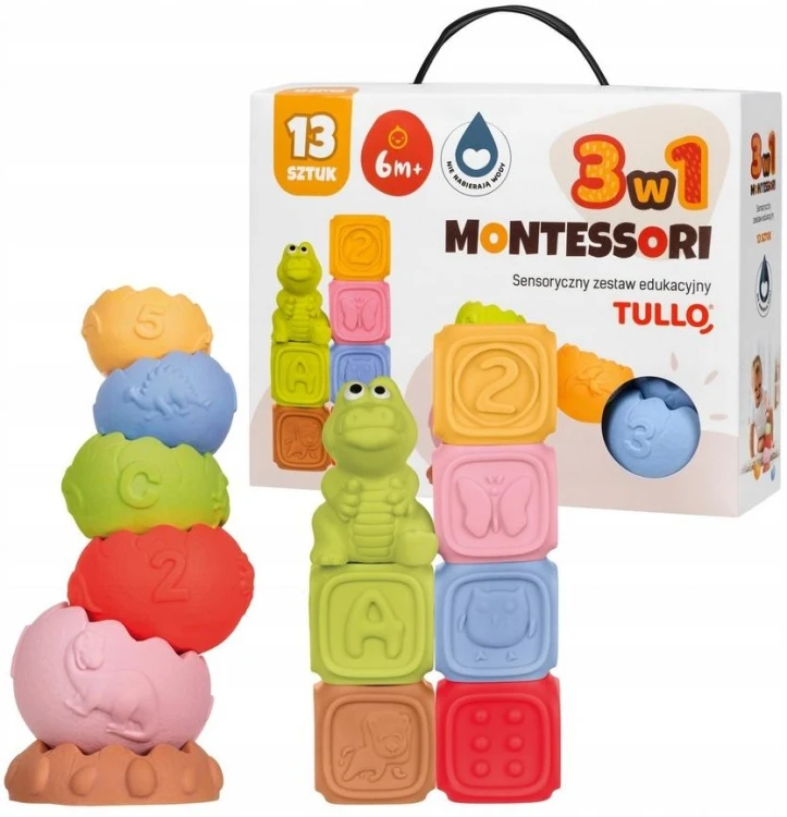 Klocki sensoryczne Zestaw Montessori 13szt