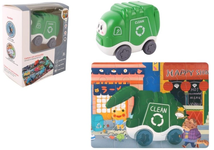 Auto puzzle Przygoda drogowa śmieciarka
