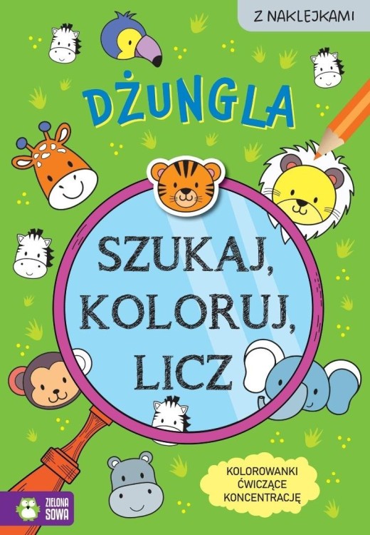 Szukaj, koloruj i licz. Dżungla