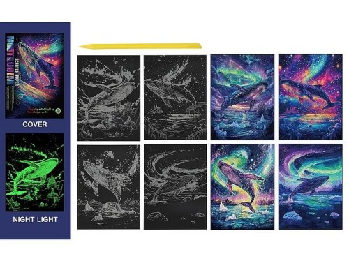 Wydrapywanka kolorowa fluorescencyjna delfiny