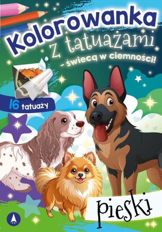 Kolorowanka z tatuażami świecą w ciemności! Pieski