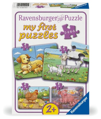 Puzzle dla dzieci 2D: Rodzina zwierząt 2-4-6-8el