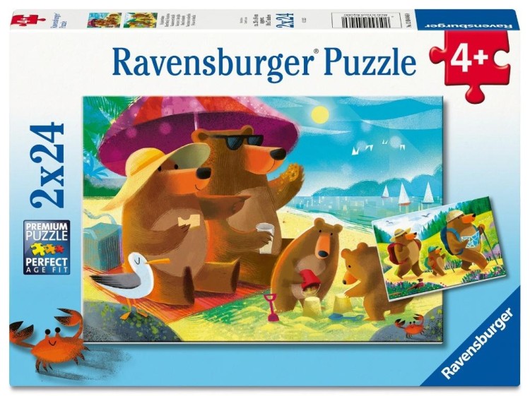 Puzzle dla dzieci 2D: Misie na wakacjach 2x24el