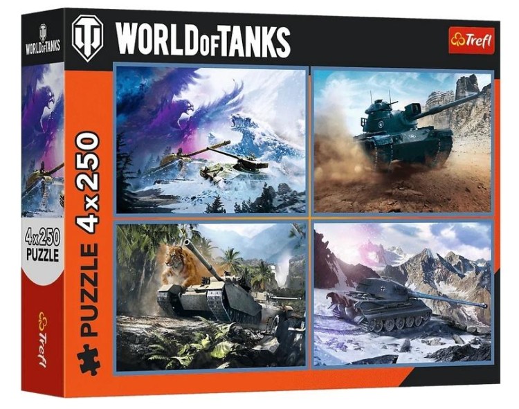 Puzzle 4x250 Wielka bitwa czołgów TREFL