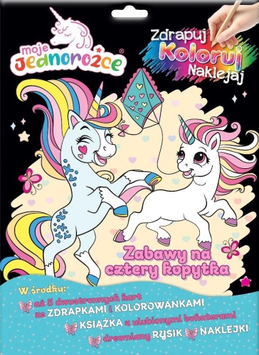 Moje Jednorożce Zdrapuj, koloruj, naklejaj