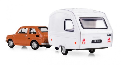Fiat 126p + przyczepa Niewiadów Kemping brązowy